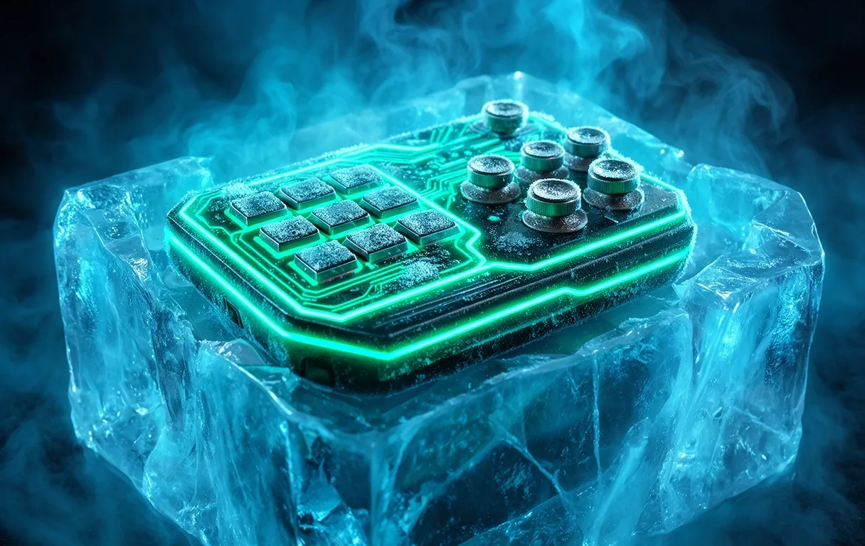 Frozen high-tech gaming hardware